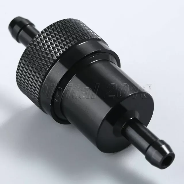 Motorcycle Black CNC Aluminum Alloy 6mm 1/4" Inline Fuel Oil Filter Universal