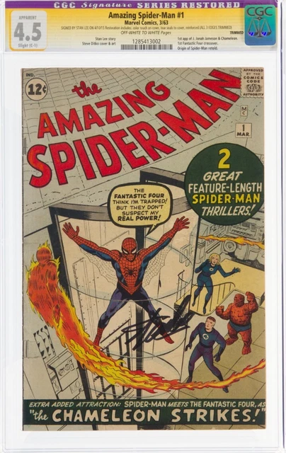 Amazing Spider-Man #1 Cgc-Ss 4.5 Signed Stan Lee Restored Great Color Eye Appeal