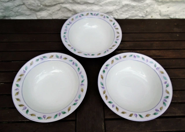 3 x Marks & Spencer Berries & Leaves Porcelain 7" / 18cm Rimmed Bowls #2