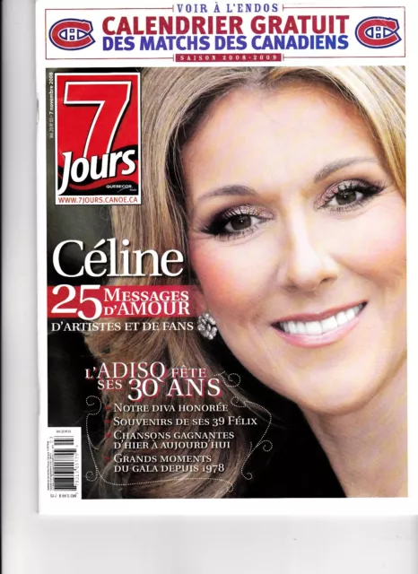 Celine Dion  Rare 7 Jours Magazine November 2008 Photos Las Vegas + Free Celine