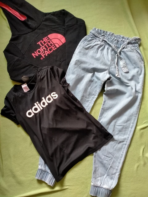 Pacchetto vestiti per ragazza età 13/14 *Northface* felpa con cappuccio / t-shirt Adidas / jeans