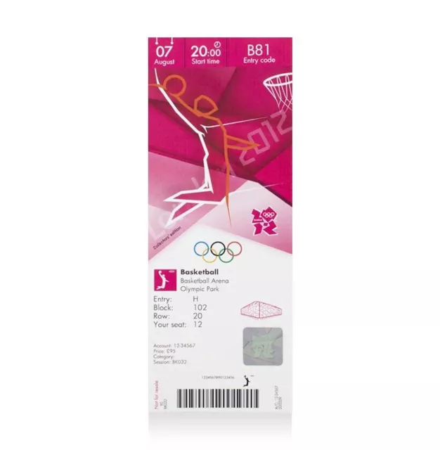 UNSIGNED London 2012 Olympics Ticket: Basketball, August 7th Autograph