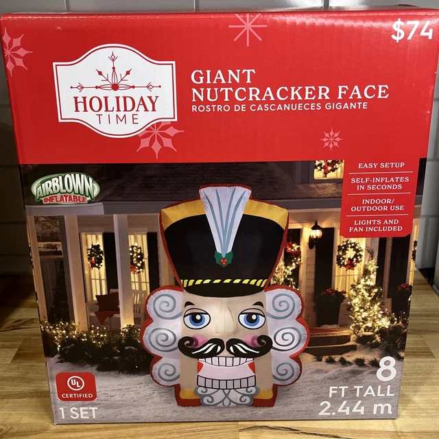 8 FOOT GIANT Nutcracker Face Blowup Inflatable Christmas Holiday Decor