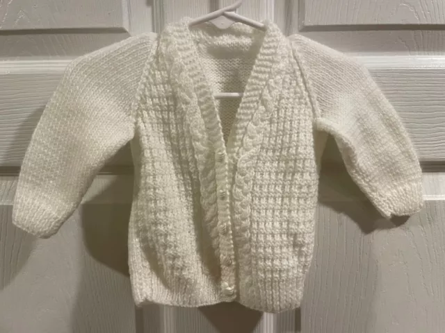 Vintage Hand Knit Infant Baby Cardigan Sweater 1990's Ducky Buttons