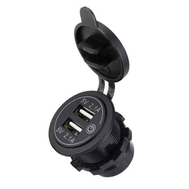 Double prise briquet chargeur USB avec affichage LED pour voiture moto bateau