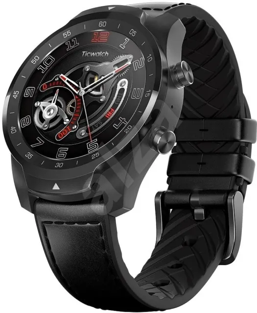 TicWatch Pro Shadow Black Smartwatch in schwarz, WF1206 Wear OS Google, 45 mm
