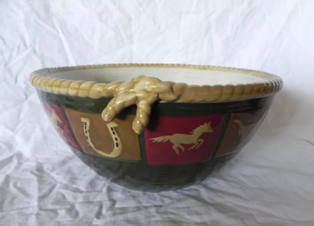 Sonoma HAPPY TRAILS Large Ceramic Serving Bowl 11" x 5" Western Cowboy