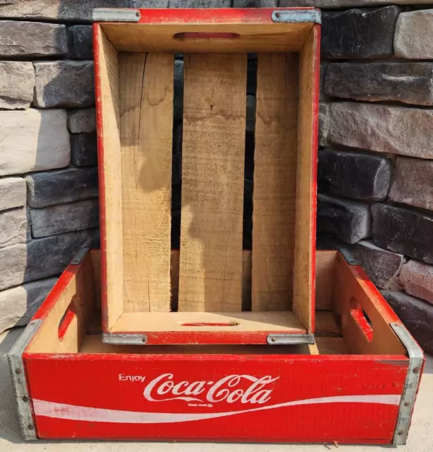 Vintage Coca Cola Wooden Red Crate Open No Divider 18"x12"x5" Advertising Lot