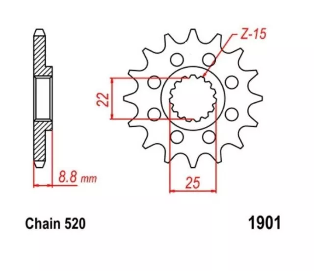 Ritzel 12Z Teilung 520 Sprocket für Beta Husaberg Husqvarna KTM