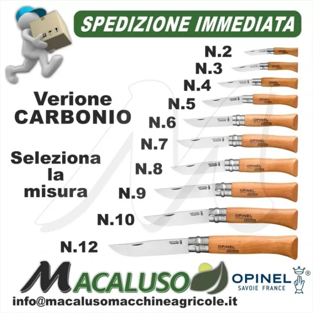 Coltello Opinel Carbonio virobloc tradizionale lama acciaio al carbonio varie mi