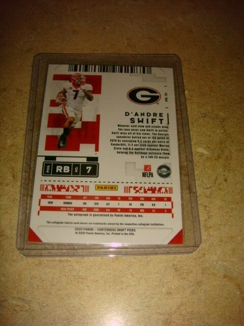 2020 Panini Contenders Draft Picks Optic Dandre Swift RC Auto # 1/15 2