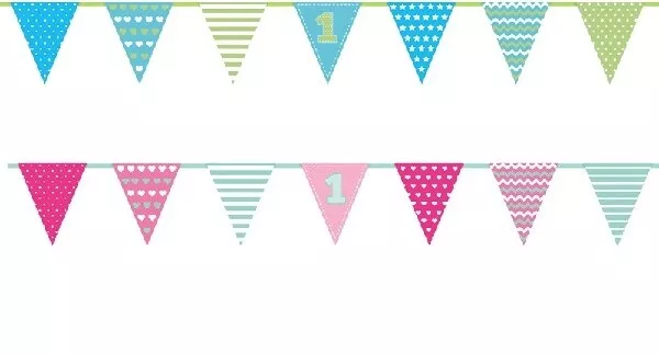 1st Birthday Banner Party Bunting Pink Blue Decoration Girl Boy Age 1 First One