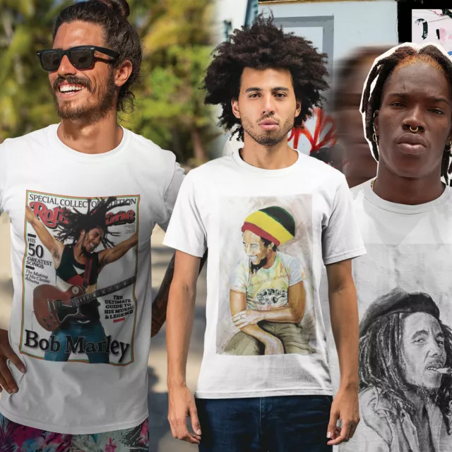 Bob Marley Inspired Reggae T-Shirt Jamaican Ragga Superstar COTTON S M L XL