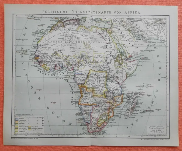 POLITISCHE ÜBERSICHT AFRIKA KOLONIEN DOA Kamerun Togo Historische Landkarte 1891