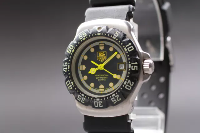 **Exc+5** Vintage TAG Heuer Formula 1 Yellow WA1416 Black Dial Quartz Boys Watch