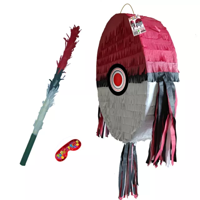 Red and White Pinata game pokeball Pokemon go party fun theme Halloween treat UK