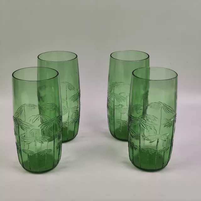 SET 4 BICCHIERI in Vetro Verde stile Murano Vintage per Acqua Collezione Marchio