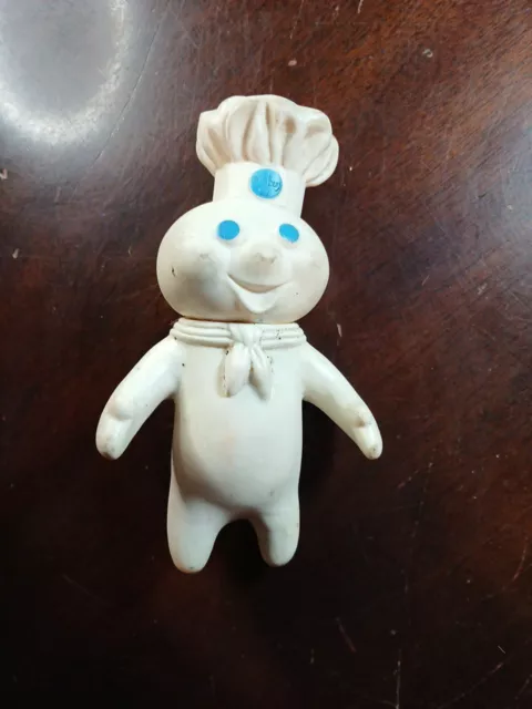 Vintage 1971 Pillsbury Poppin Fresh Doughboy Rubber 7" Figure Swivel Head Doll