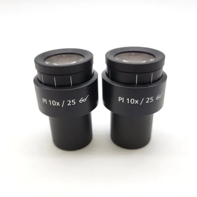 Zeiss Microscope Eyepiece Pair Pl 10x 444034  10x/25 Eyepieces
