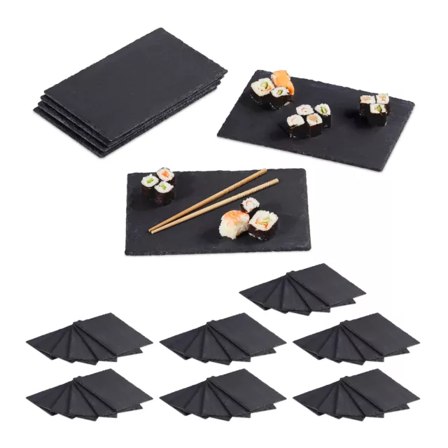 Set 48 tavolette in ardesia decorative 30x20 cm piatti pietra sushi vassoio neri