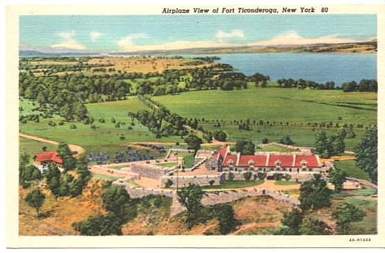 Vintage Postcard Airplane View of Fort Ticonderoga New York