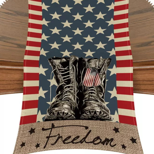 Practical July 4th For Party America Soldier Boots Table Runner Stripes Stars