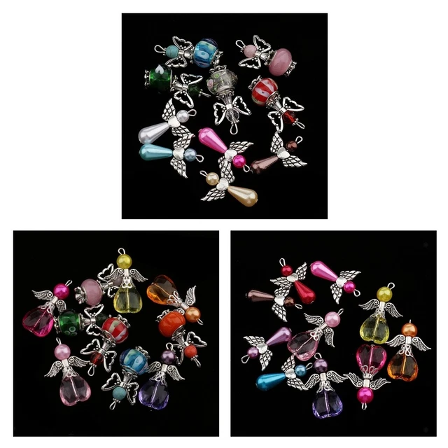 10Pc Mixed Charms Angel Pendants Beads Silver Wing Jewelry Supplies DIY Necklace