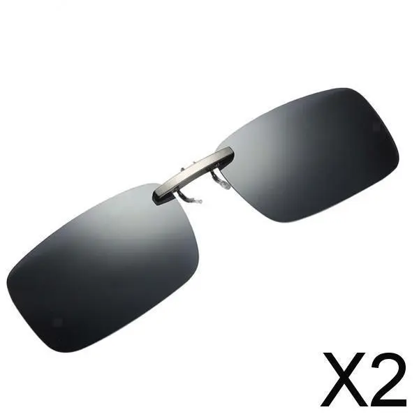 2xUnisex Polarisierter Clip auf UV400 Rechteckig Fahrer Sonnenbrillen Grau