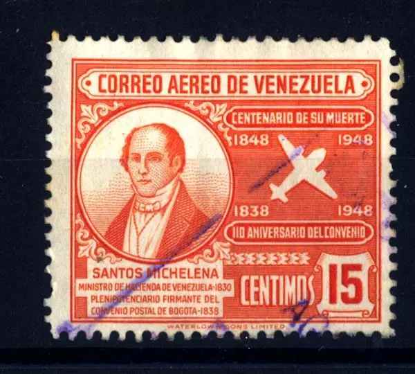 VENEZUELA - 1949 - 100° anniversario della morte di Santos Michelena e 110° anni