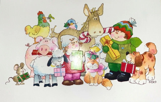 Set of 16 Vintage Christmas Cards by Cleo Wrap Gibson Clean Unwritten Envelope