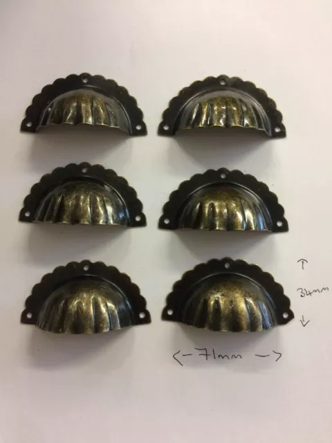 6x metal shell Handles,Drawer Knob,Cupboard/dresser Pulls,fluted chest handles