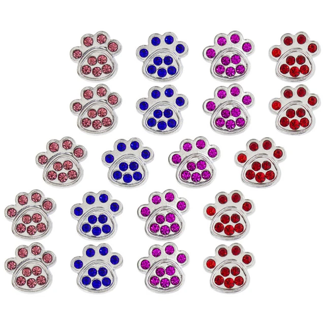 20 Stück Strass-Hundepfoten-Charm, Welpe, Tierpfote, lose Perlen für Halskette,