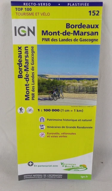 Ign Bordeaux Mont De Marsan-Pnr Gascony Landes Card-152-Tourism & Bike*