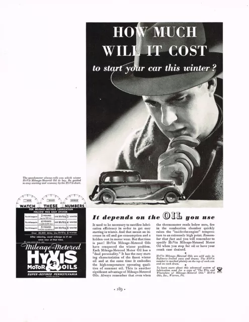 1930s BIG Vintage Hyvis Motor Oil Car Business Man Photo Print Ad