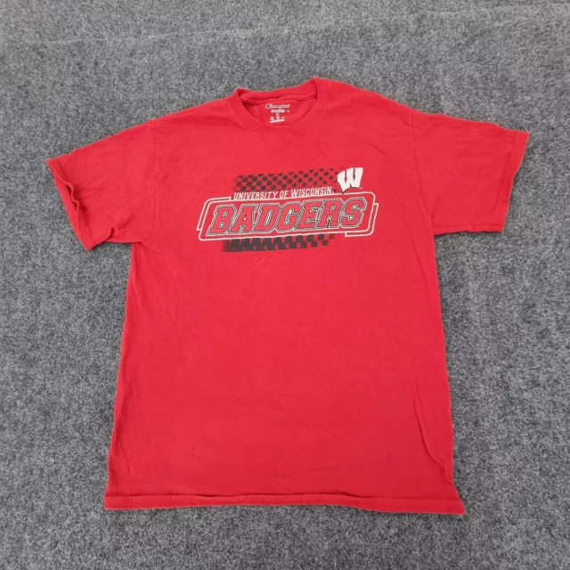 Champion Shirt Mens MEDIUM red Wisconsin badgers short sleeve TShirt Size M