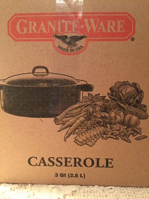 Nuevo plato de cazuela de granito 3Qt/2,8L en caja con cubierta