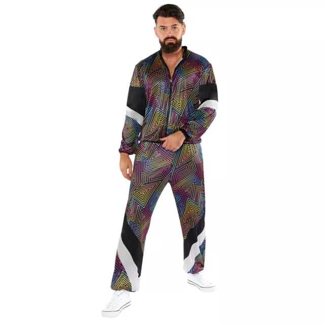 Amscan 1980s 80's Cool Retro Shell Suit Adults Mens Fancy Dress Costume 2