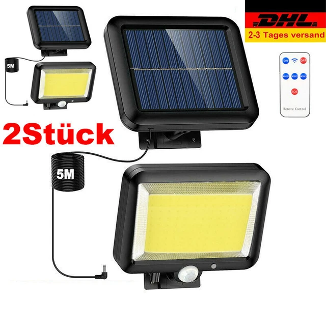 1/2XLED Solarleuchte Lampe mit Bewegungsmelder Außenfluter GartenStrahler Sensor