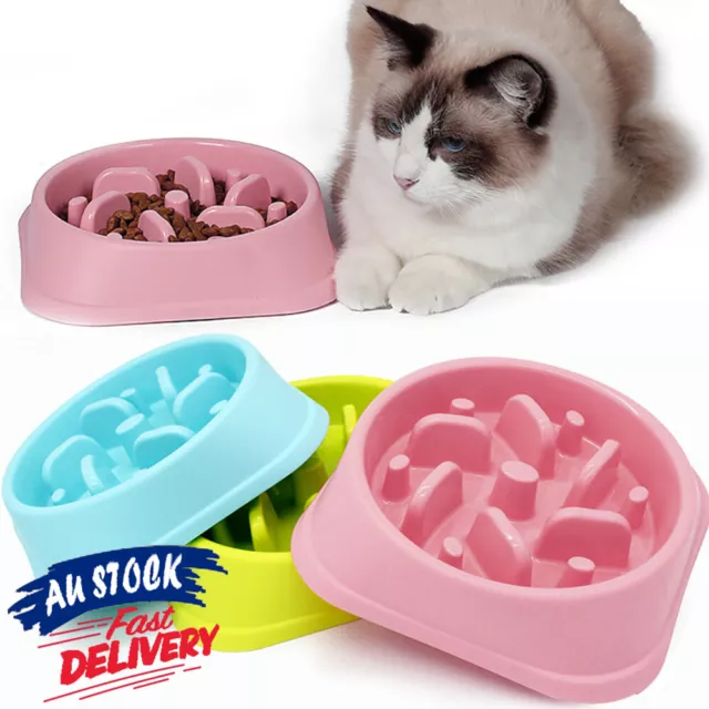 Pet Dog Cat Healthy Anti Slip Gulp Feed Slow Food Interactive Dish Bowl