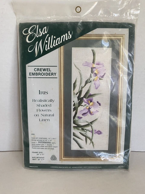 "Kit de Bordado Crewel Vintage Elsa Williams Iris #00126 Talla 20"" x 7""