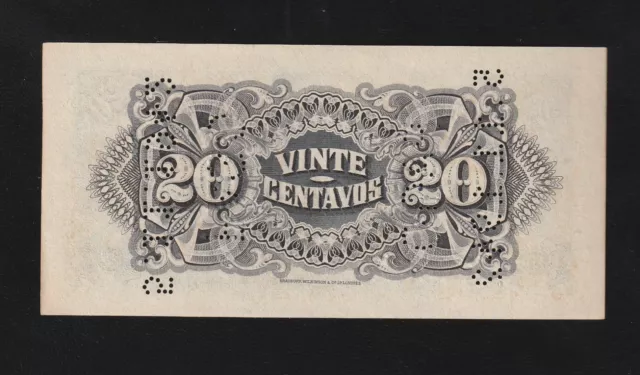 Mozambique, 20 Centavos, 1933, Portugal, Pick R29, Perforated UNC *** 2