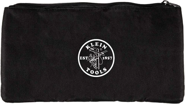 Klein Tools VDV770-500 Nylon Zipper Pouch, Divided Zip Black Bag, Various Use In