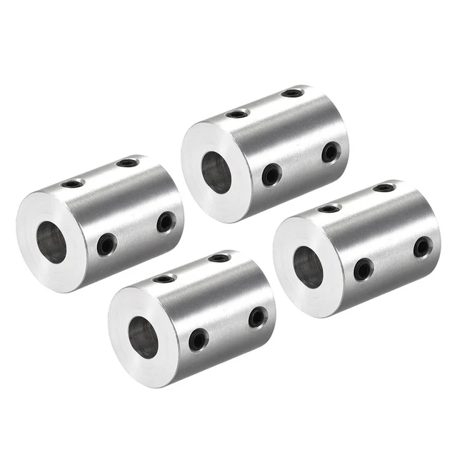 4pcs 6.35mm to 8mm Bore Rigid Coupling 25mm Length 20mm Diameter Coupler Silver