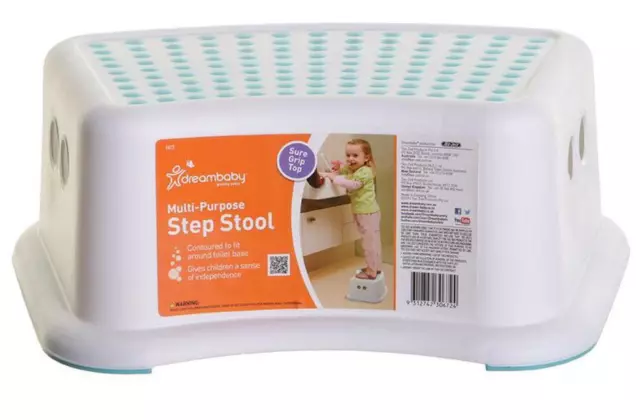 Dreambaby Multi Purpose Step Stool With Non Slip Dots (White & Aqua) Dreambaby