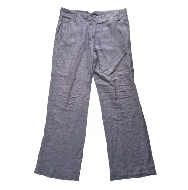 David Lawrence Linen Blend Pants Womens 10 Grey Zip Button Up Flat Front Slacks