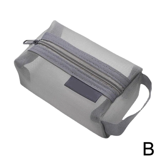 Grey Clear Mesh Portable Large Pen Pencil Case Makeup Cosmetic Storage Bag Po U8