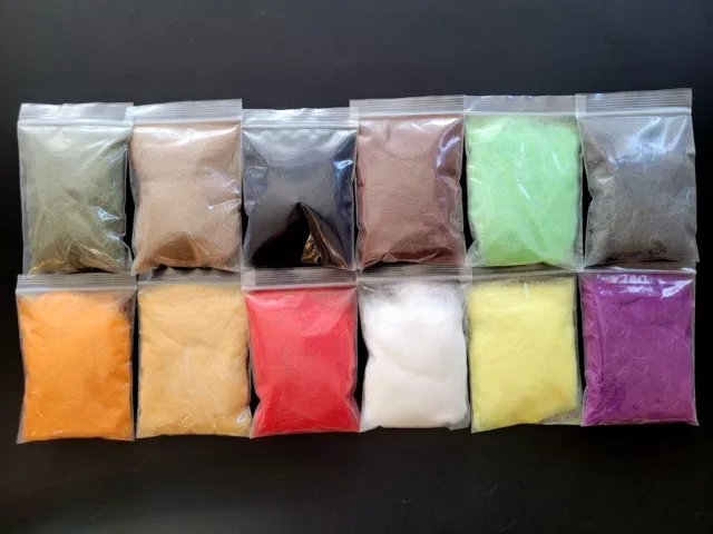 RABBIT HAIR DUBBING - PEARL ICE STRANDS - Fly Tying Materials - 12 COLORS - NEW!