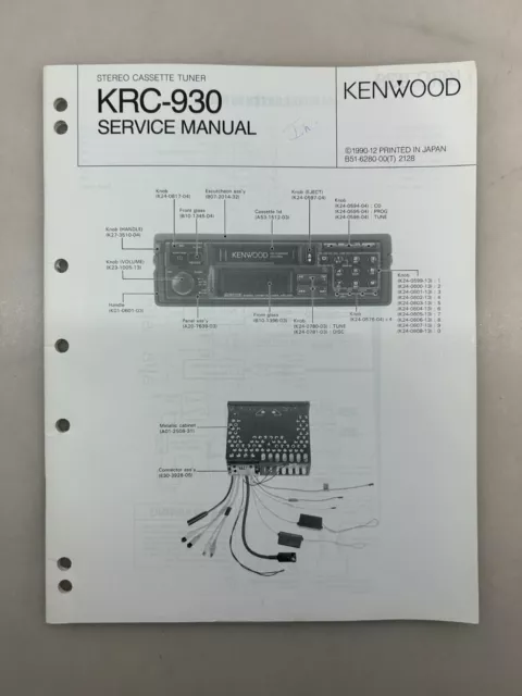 Kenwood KRC-930 Original Service Manual Free Shipping