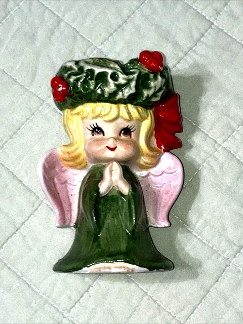 Adorable Vintage 'Lefton' Japan Angel Praying Girl Votive Candle Holder