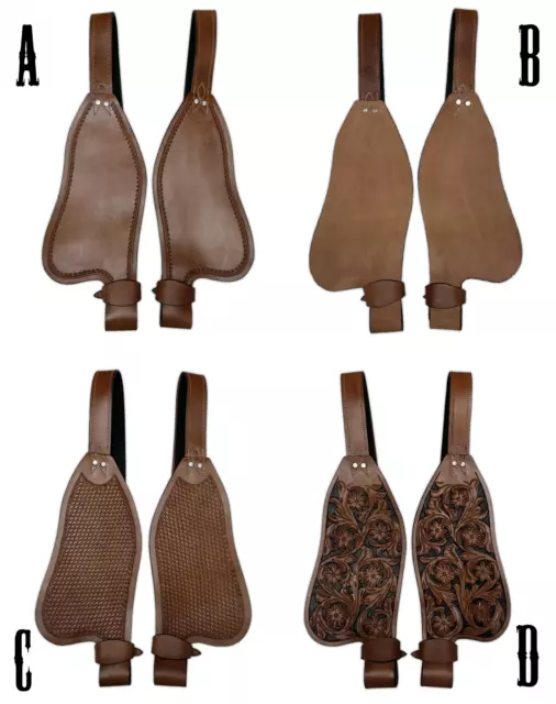 Rough-Out Basket Weave Genuine Leather Western Replacement Tooled Fender Set 2